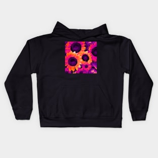 Psychedelic Sunflowers Blooming In Vibrant Colors Kids Hoodie